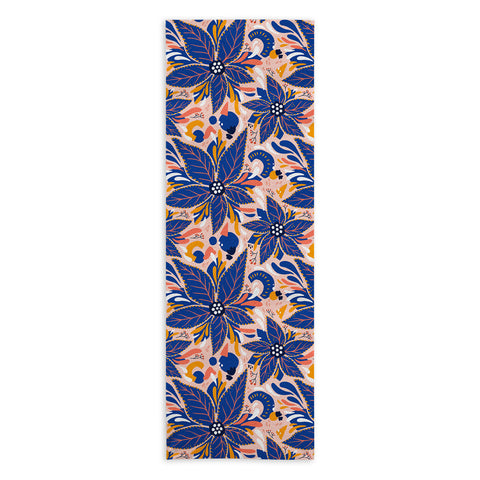 Avenie Abstract Floral Pink and Blue Yoga Towel