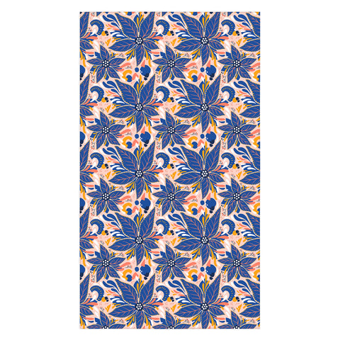 Avenie Abstract Floral Pink and Blue Tablecloth