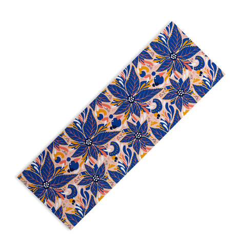 Avenie Abstract Floral Pink and Blue Yoga Mat