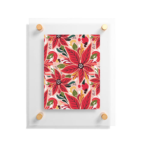 Avenie Abstract Floral Poinsettia Red Floating Acrylic Print