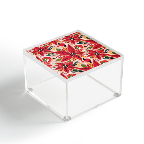 Avenie Abstract Floral Poinsettia Red Acrylic Box