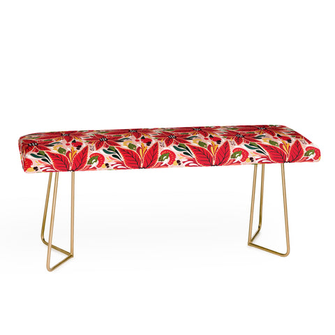 Avenie Abstract Floral Poinsettia Red Bench