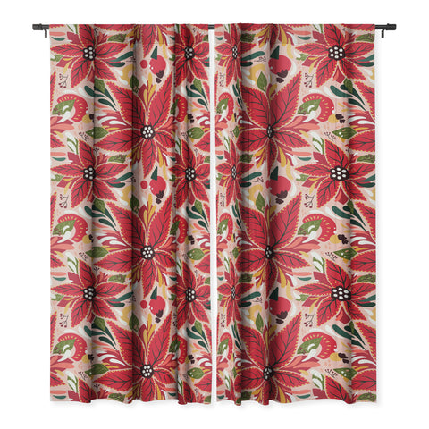 Avenie Abstract Floral Poinsettia Red Blackout Non Repeat