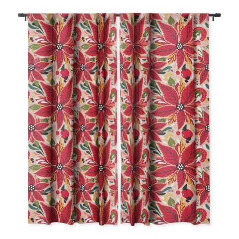 Avenie Abstract Floral Poinsettia Red Blackout Window Curtain