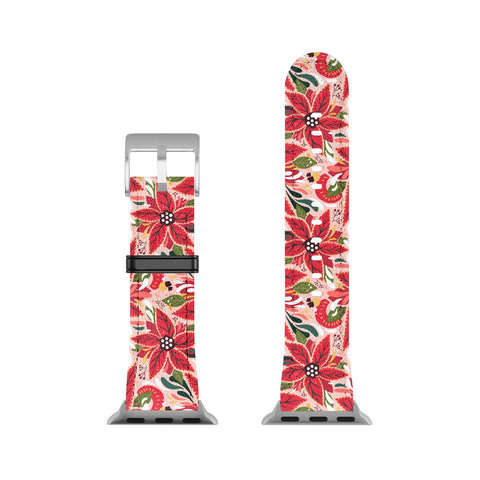 Avenie Abstract Floral Poinsettia Red Apple Watch Band