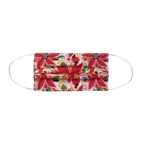 Avenie Abstract Floral Poinsettia Red Face Mask