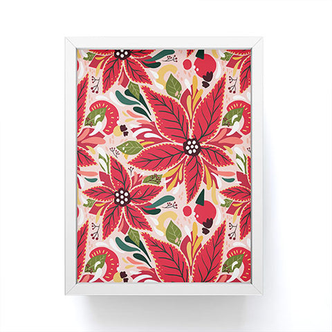 Avenie Abstract Floral Poinsettia Red Framed Mini Art Print
