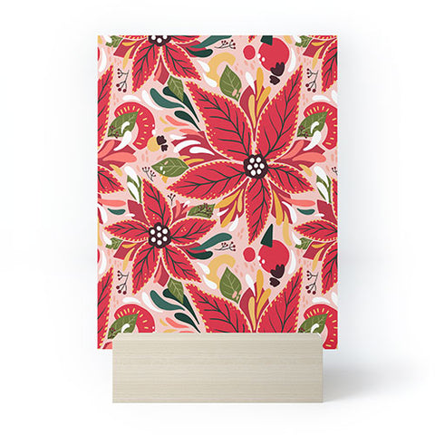 Avenie Abstract Floral Poinsettia Red Mini Art Print