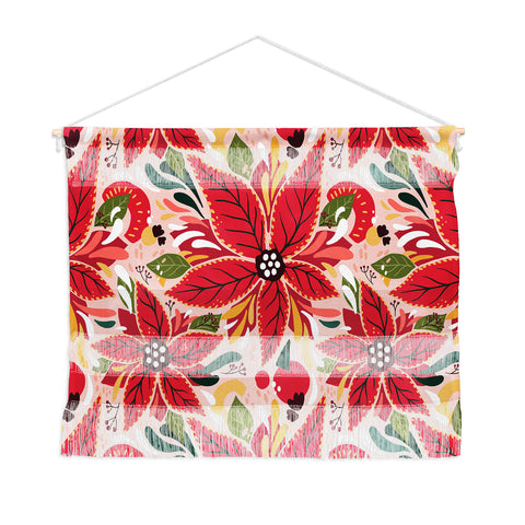 Avenie Abstract Floral Poinsettia Red Wall Hanging Landscape