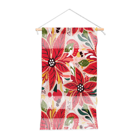 Avenie Abstract Floral Poinsettia Red Wall Hanging Portrait
