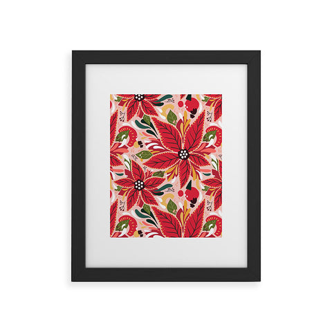 Avenie Abstract Floral Poinsettia Red Framed Art Print