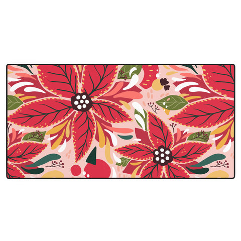 Avenie Abstract Floral Poinsettia Red Desk Mat