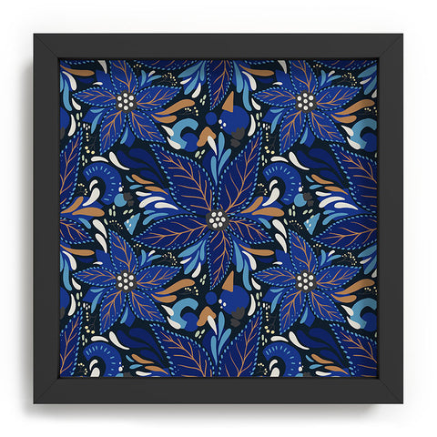 Avenie Abstract Florals Blue Recessed Framing Square