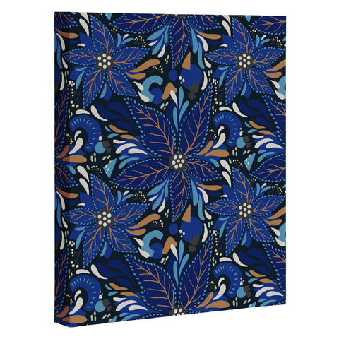 Avenie Abstract Florals Blue Art Canvas