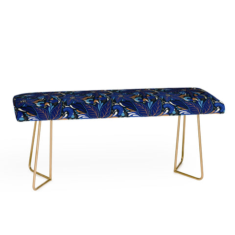 Avenie Abstract Florals Blue Bench