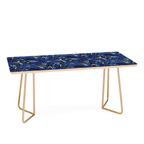 Avenie Abstract Florals Blue Coffee Table