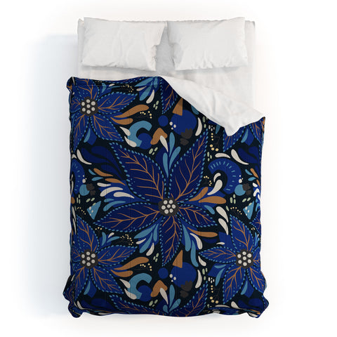 Avenie Abstract Florals Blue Comforter