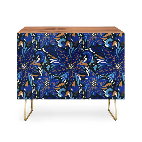 Avenie Abstract Florals Blue Credenza