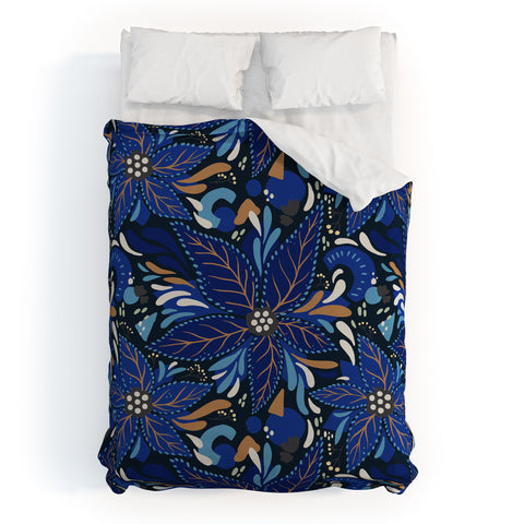 Avenie Abstract Florals Blue Duvet Cover