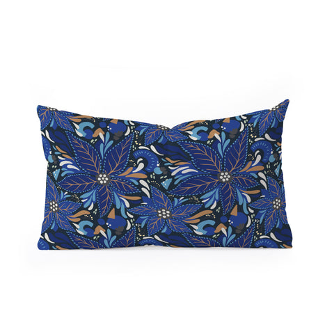 Avenie Abstract Florals Blue Oblong Throw Pillow