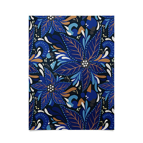 Avenie Abstract Florals Blue Poster