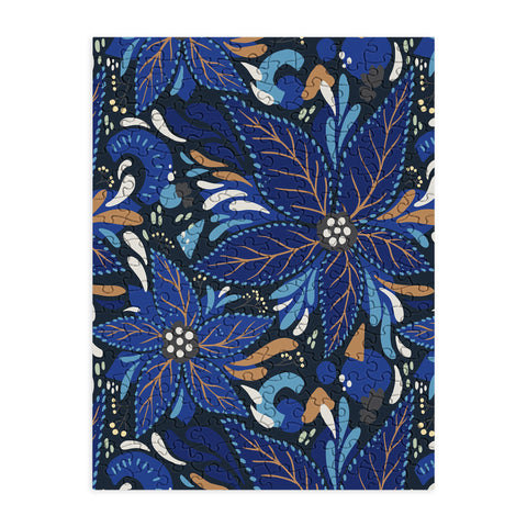 Avenie Abstract Florals Blue Puzzle