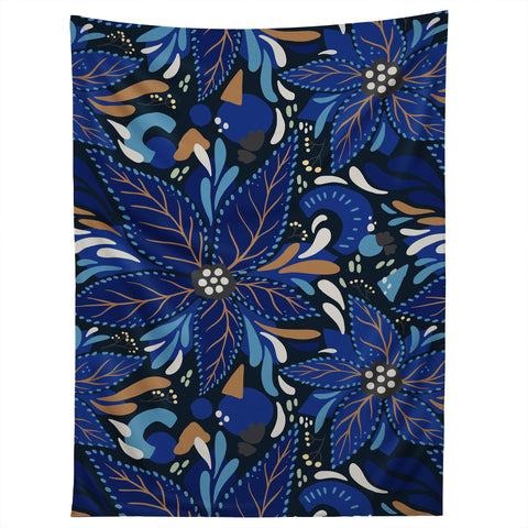 Avenie Abstract Florals Blue Tapestry