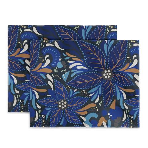 Avenie Abstract Florals Blue Placemat