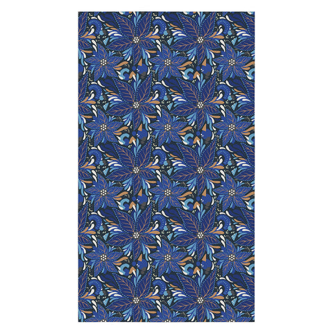 Avenie Abstract Florals Blue Tablecloth