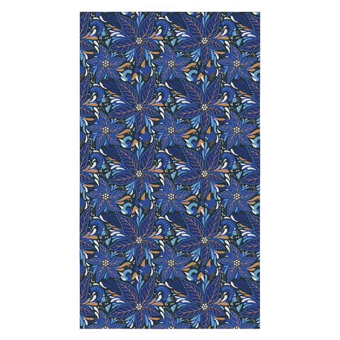 Avenie Abstract Florals Blue Tablecloth