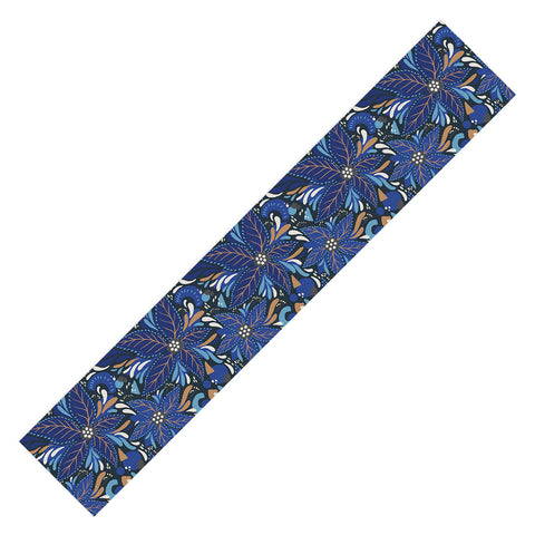 Avenie Abstract Florals Blue Table Runner
