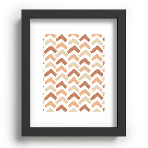 Avenie Abstract Herringbone Sand Hues Recessed Framing Rectangle
