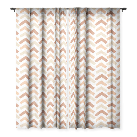 Avenie Abstract Herringbone Sand Hues Sheer Non Repeat
