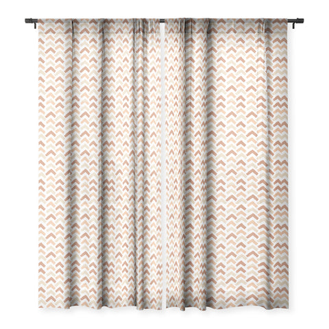 Avenie Abstract Herringbone Sand Hues Sheer Window Curtain