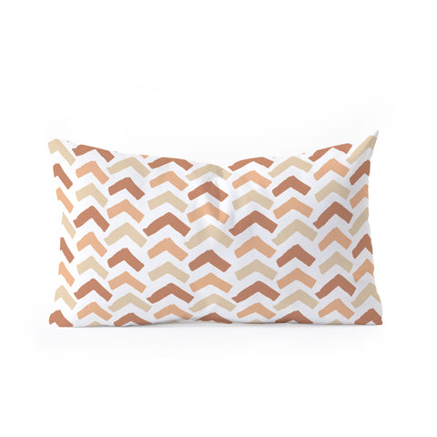 Avenie Abstract Herringbone Sand Hues Oblong Throw Pillow