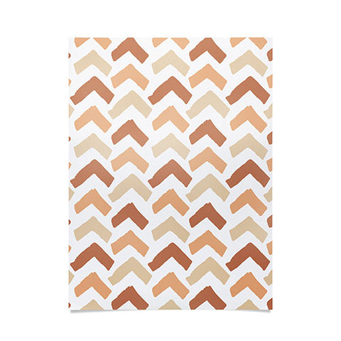 Avenie Abstract Herringbone Sand Hues Poster