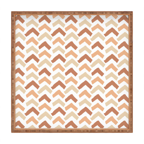 Avenie Abstract Herringbone Sand Hues Square Tray