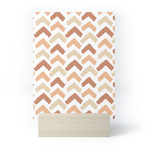 Avenie Abstract Herringbone Sand Hues Mini Art Print