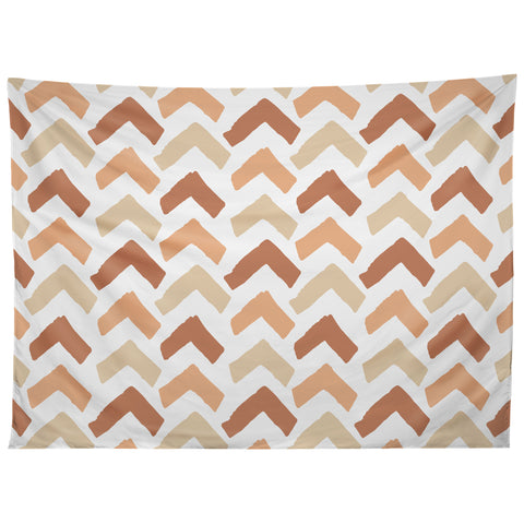 Avenie Abstract Herringbone Sand Hues Tapestry