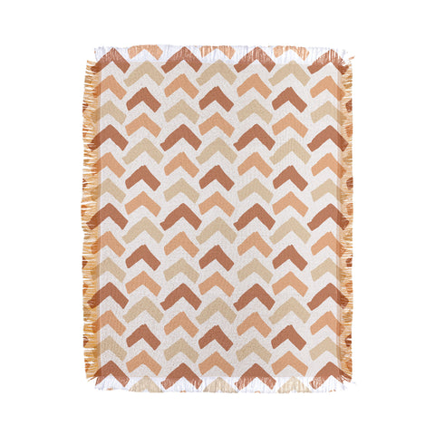Avenie Abstract Herringbone Sand Hues Throw Blanket
