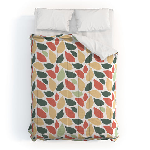 Avenie Abstract Leaves Colorful Comforter