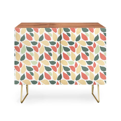 Avenie Abstract Leaves Colorful Credenza