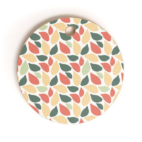 Avenie Abstract Leaves Colorful Cutting Board Round