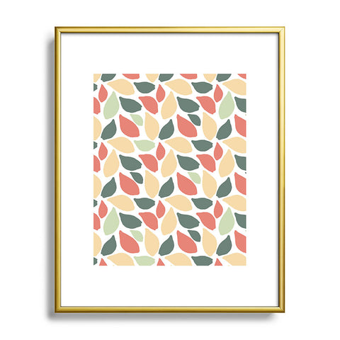 Avenie Abstract Leaves Colorful Metal Framed Art Print