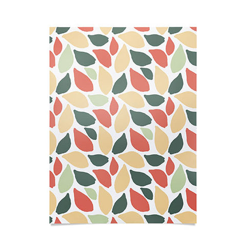 Avenie Abstract Leaves Colorful Poster