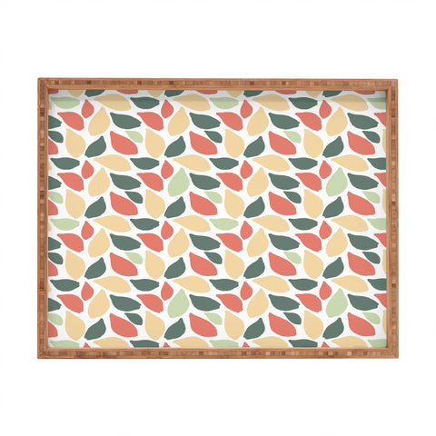 Avenie Abstract Leaves Colorful Rectangular Tray