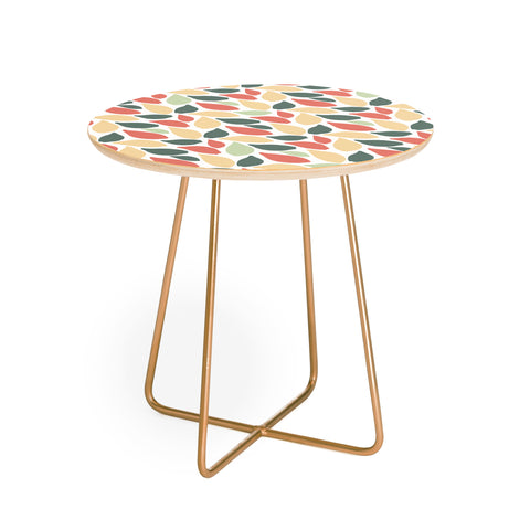 Avenie Abstract Leaves Colorful Round Side Table