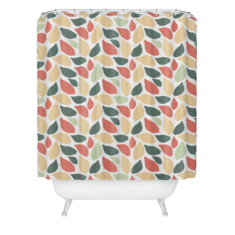 Avenie Abstract Leaves Colorful Shower Curtain