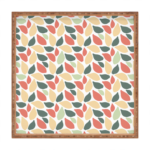 Avenie Abstract Leaves Colorful Square Tray