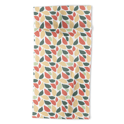 Avenie Abstract Leaves Colorful Beach Towel